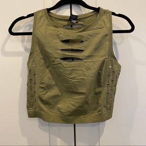 VS Sport seamless slash cutout crop top in olive
